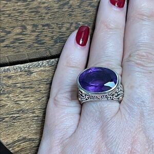 BJC Samuel Benham  Amethyst, 18K, and 925 Ring Vintage Sz. 7